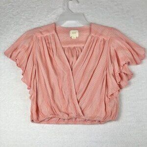 Anthropologie Maeve Top Womens Small Peace Nell Wrap Crop Ruffle Shirt Blouse